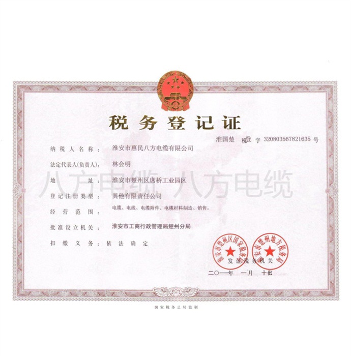 惠民稅務(wù)登記證